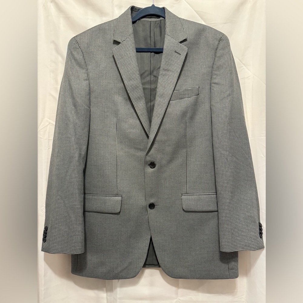 Michael Michael Kors men’s 40 L sport coat black white plaid blazer